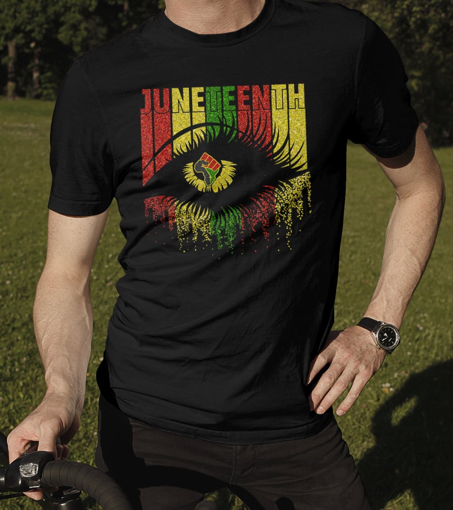 Juneteenth Eye With African Women Independence June 19th Black Power Fist T-Shirt
