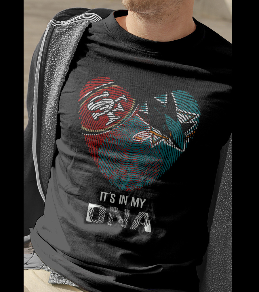 49ers San Jose Sharks Heart Shaped Dna Fingerprint T-Shirt