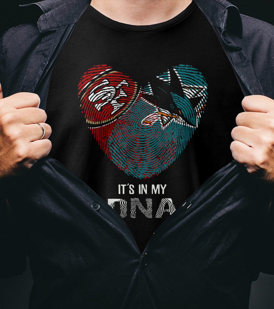 49ers San Jose Sharks Heart Shaped Dna Fingerprint T-Shirt