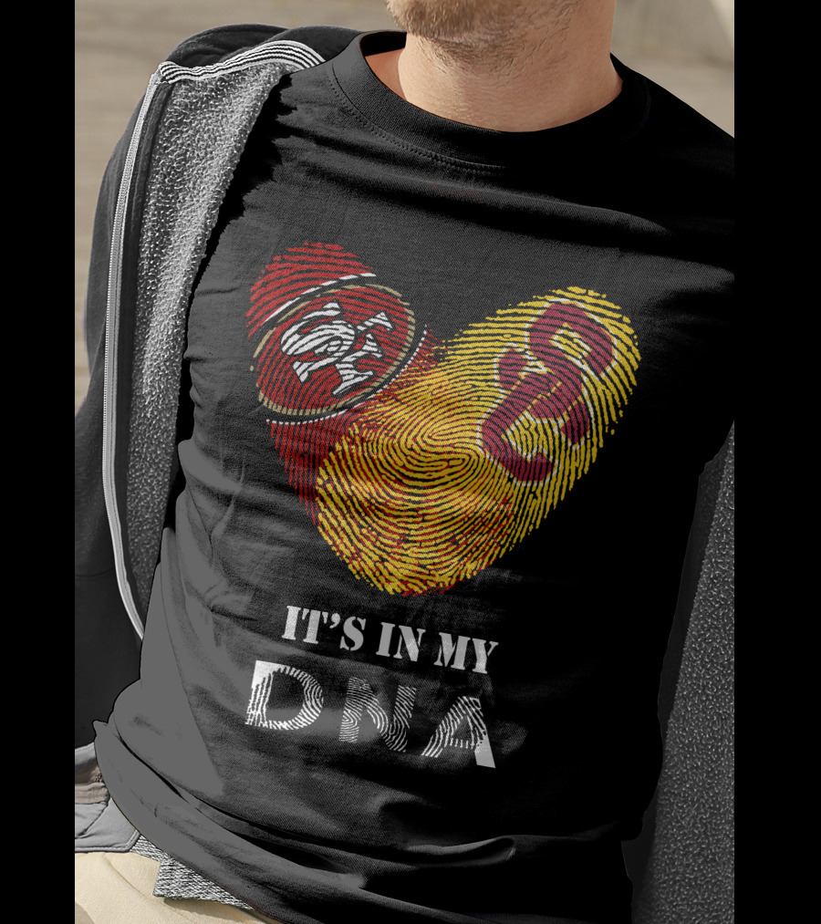 49ers Usc Trojans Heart Dna Fingerprint T-Shirt