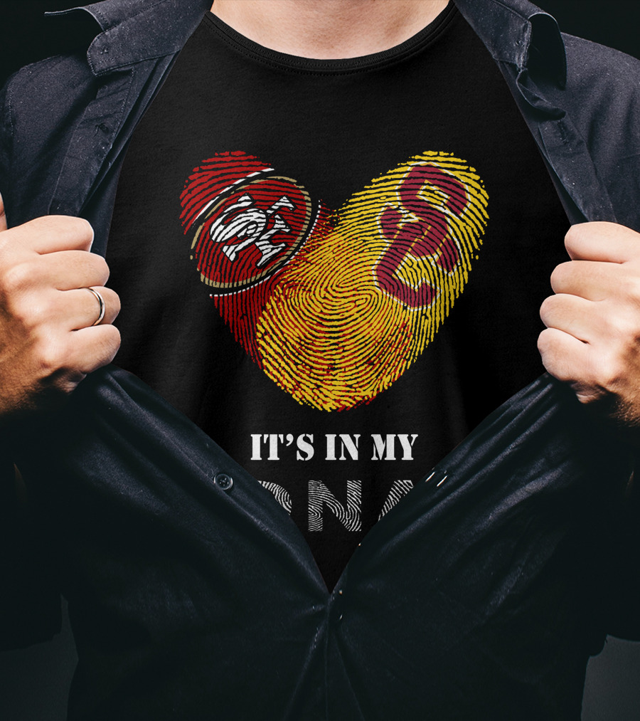 49ers Usc Trojans Heart Dna Fingerprint T-Shirt