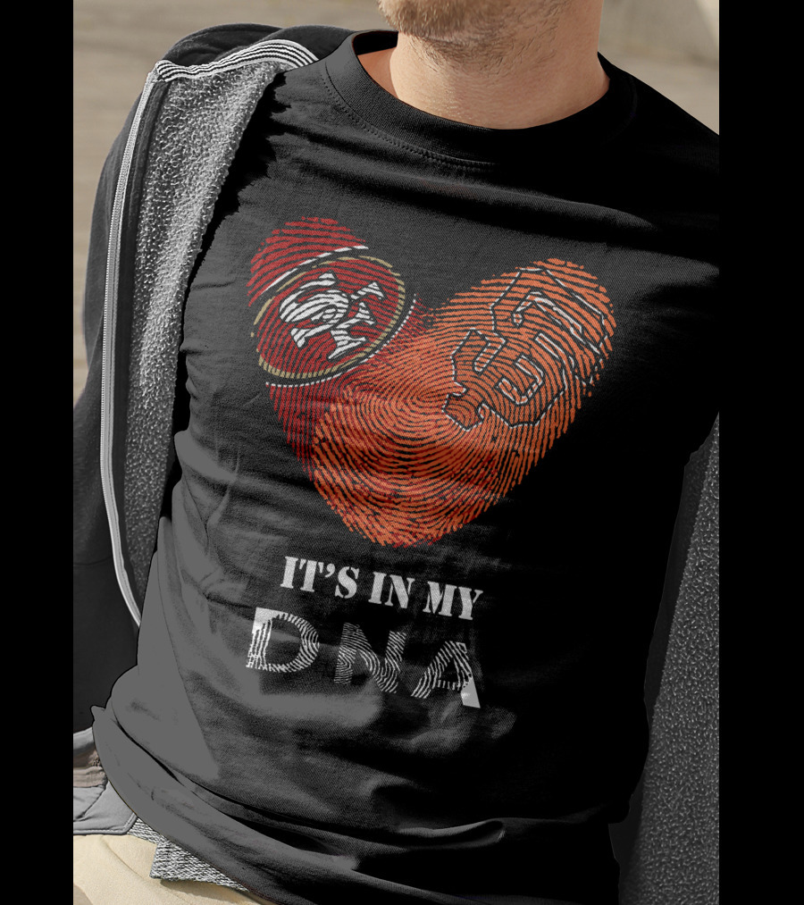 49ers Giants Heart Fingerprint DNA T-Shirt