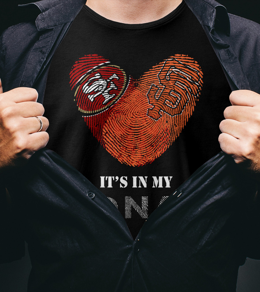 49ers Giants Heart Fingerprint DNA T-Shirt
