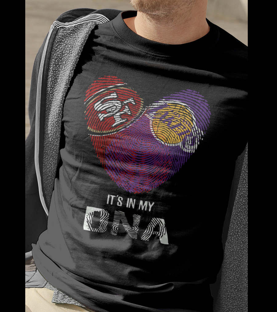 49Ers Lakers Heart Fingerprint It's In My DNA T-Shirt