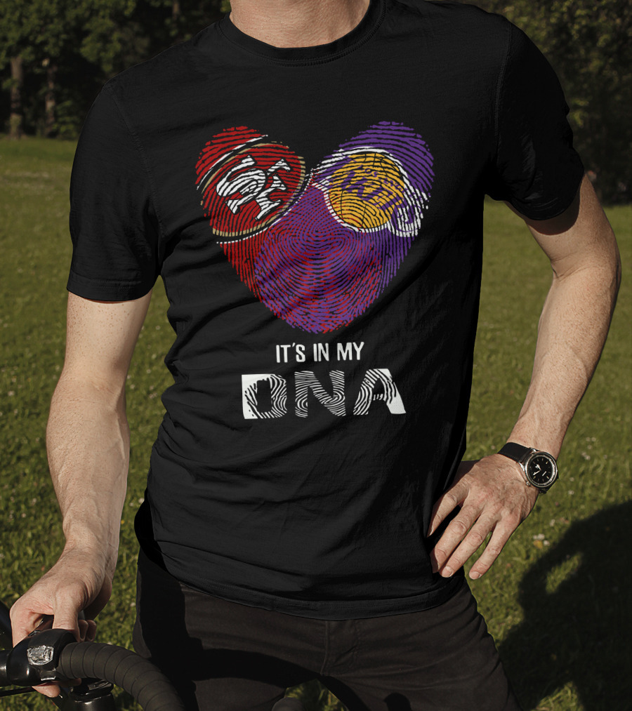 49Ers Lakers Heart Fingerprint It's In My DNA T-Shirt