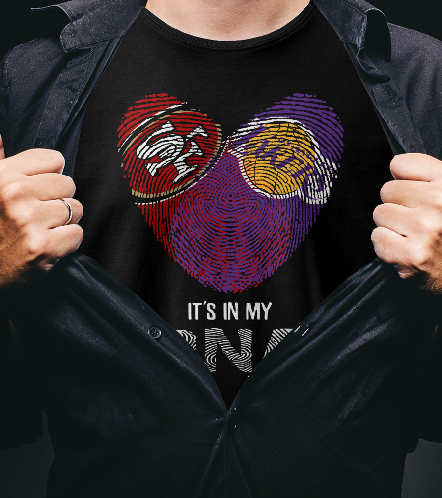 49Ers Lakers Heart Fingerprint It's In My DNA T-Shirt