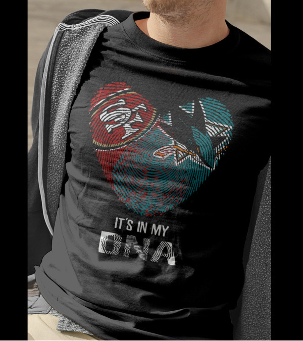 49ers San Jose Sharks Heart Thumbprint It's In My DNA T-Shirt