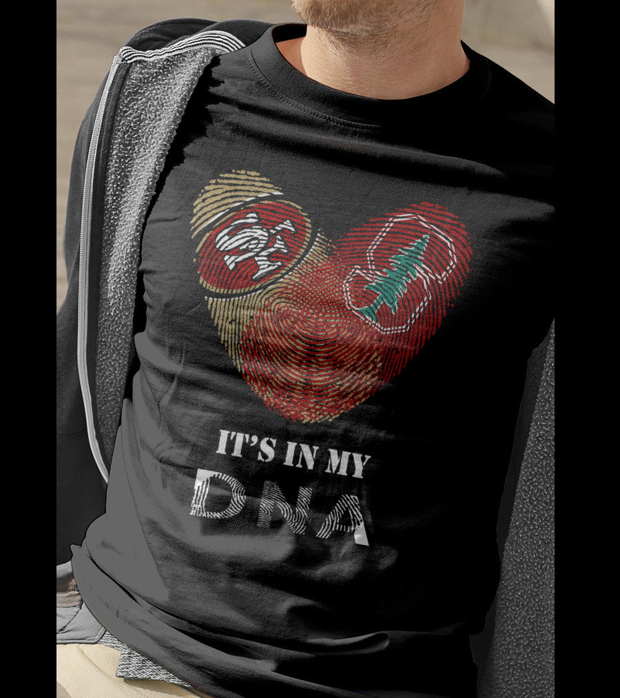 49Ers Stanford Cardinal Heart Fingerprint DNA T-Shirt