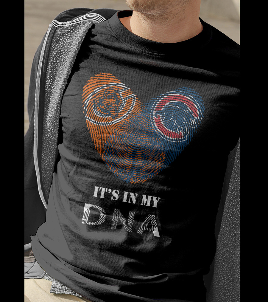 Chicago Bears Cubs It's In My Dna Fingerprint Heart T-Shirt