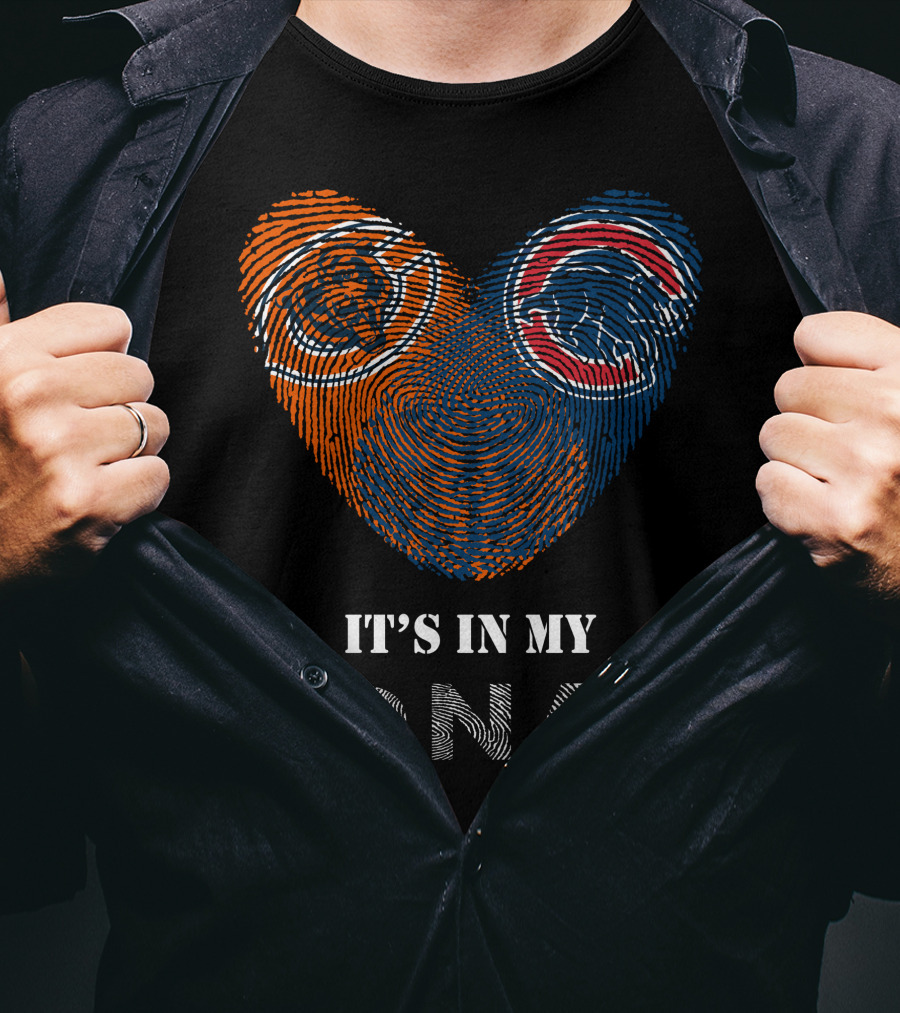 Chicago Bears Cubs It's In My Dna Fingerprint Heart T-Shirt