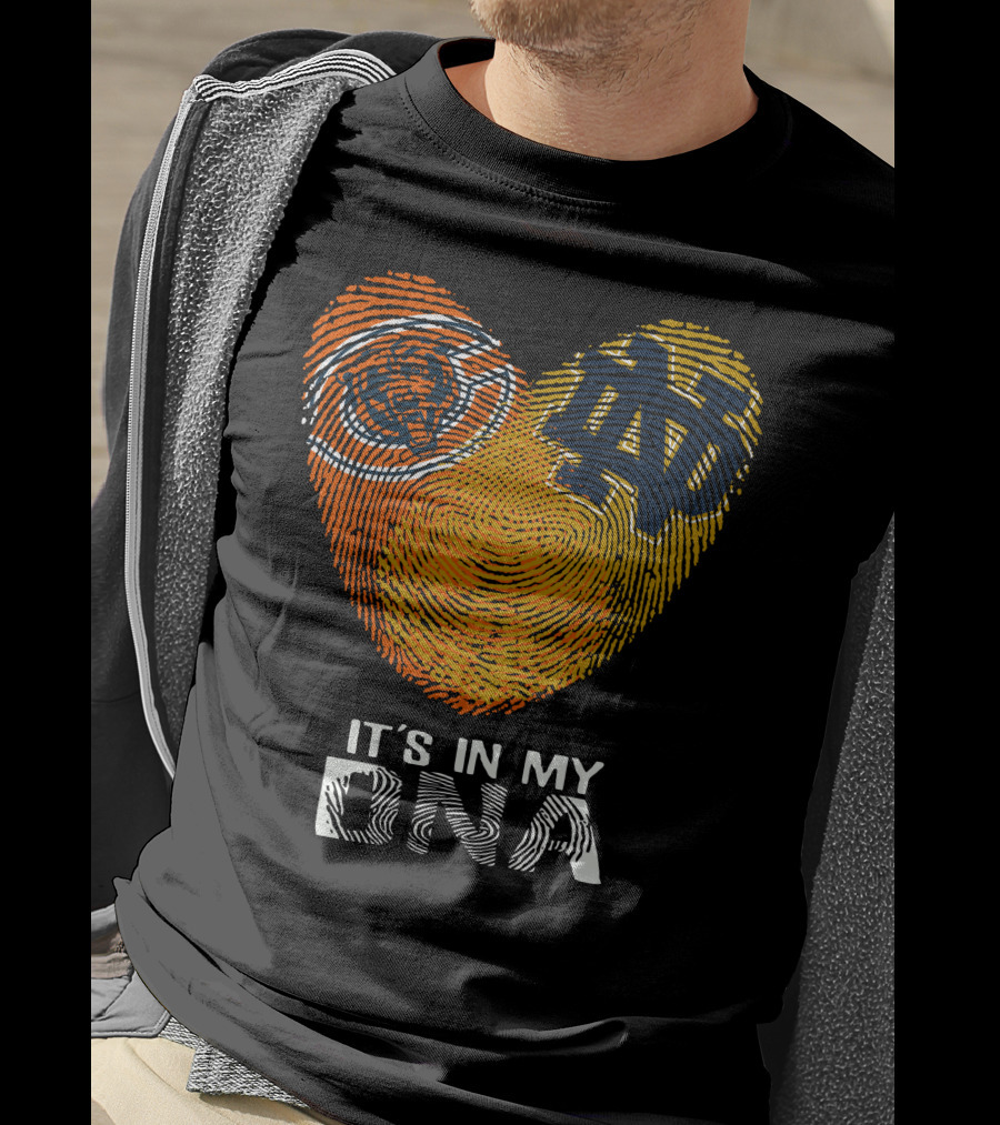 Bears Notre Dame It's In My Dna Heart Fingerprint Logo Icons T-Shirt