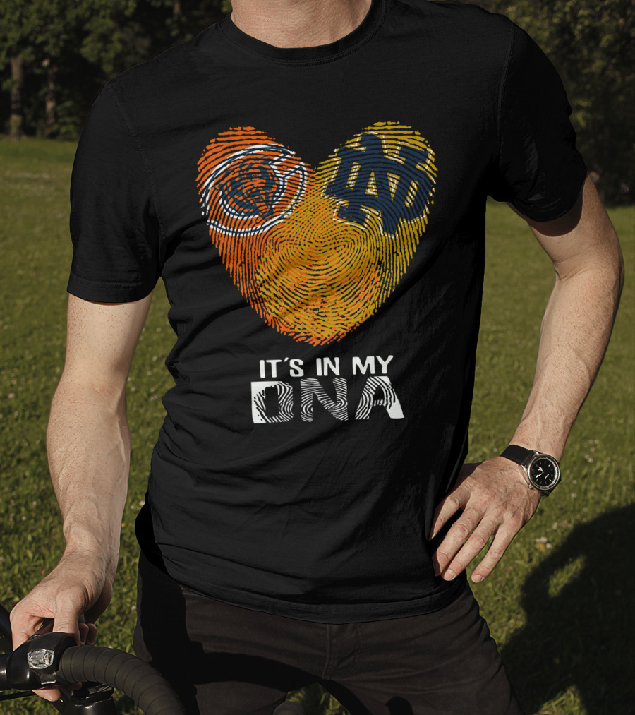 Bears Notre Dame It's In My Dna Heart Fingerprint Logo Icons T-Shirt