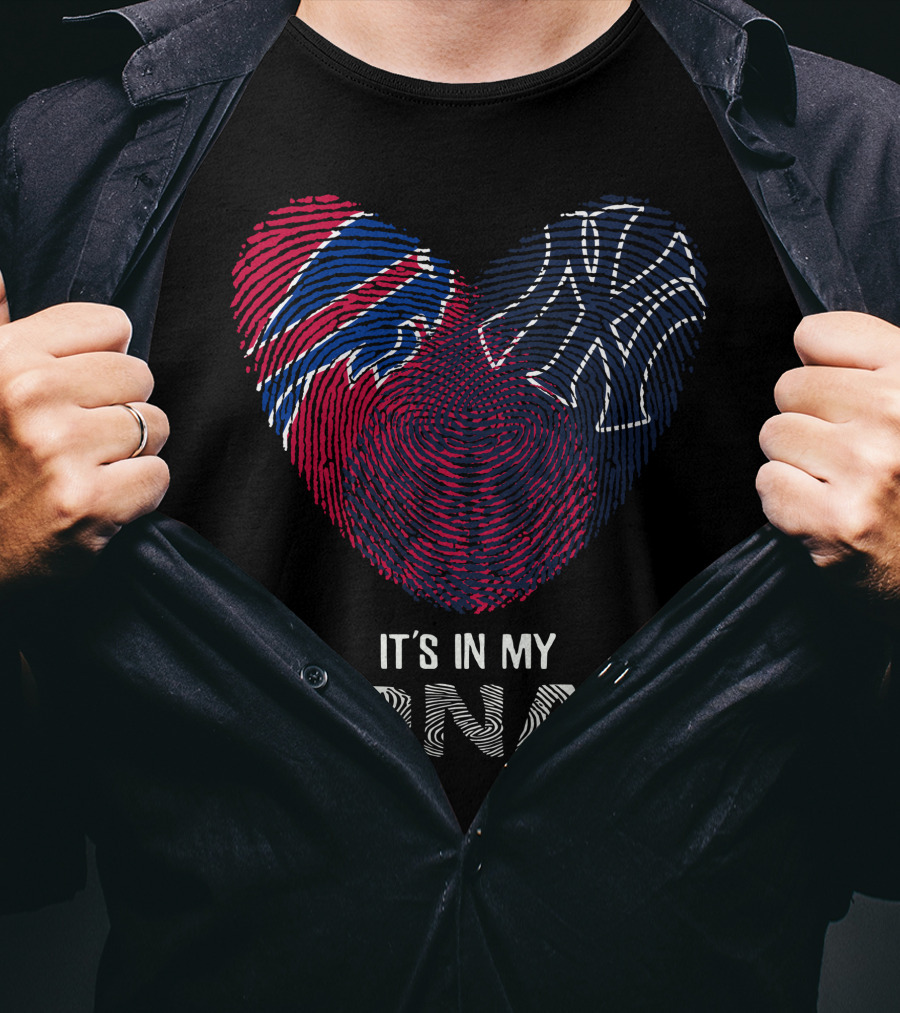 Bills Yankees It's In My DNA Fingerprint Heart T-Shirt