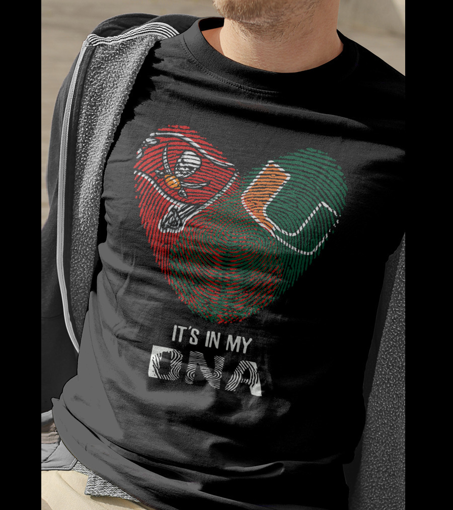 Buccaneers Hurricanes Fingerprint Heart It's In My DNA T-Shirt