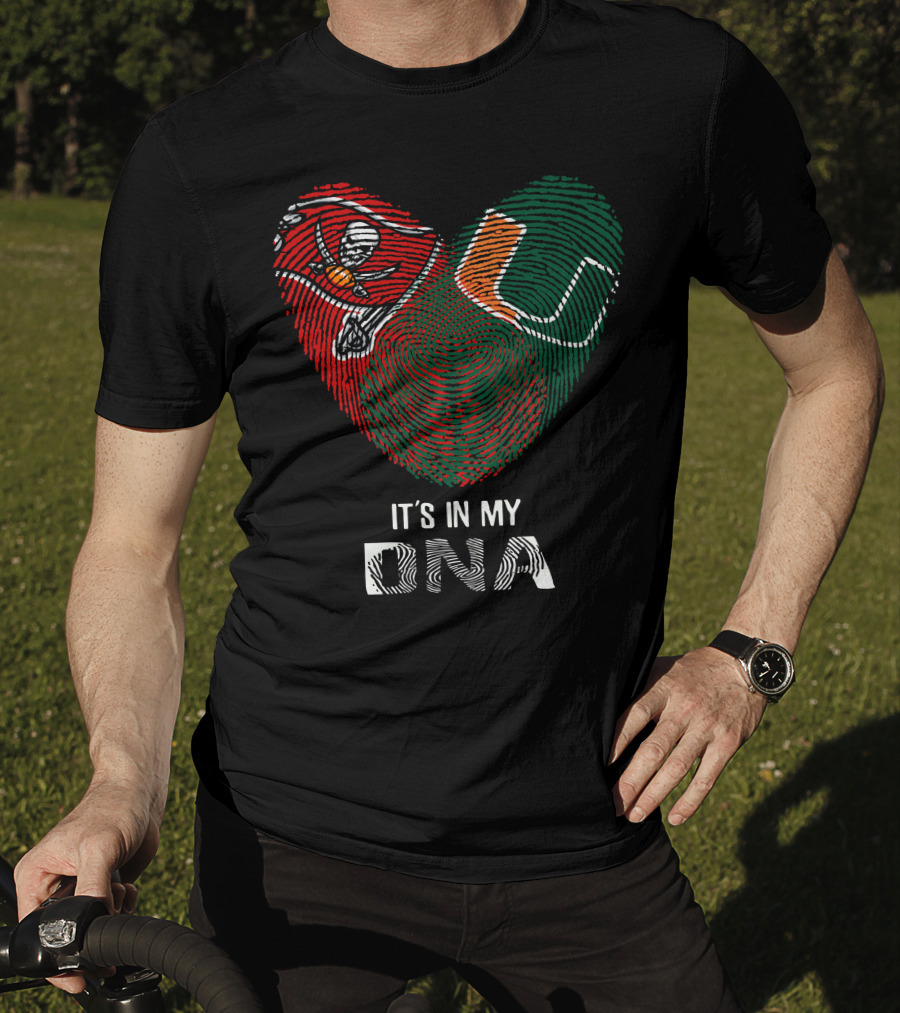 Buccaneers Hurricanes Fingerprint Heart It's In My DNA T-Shirt