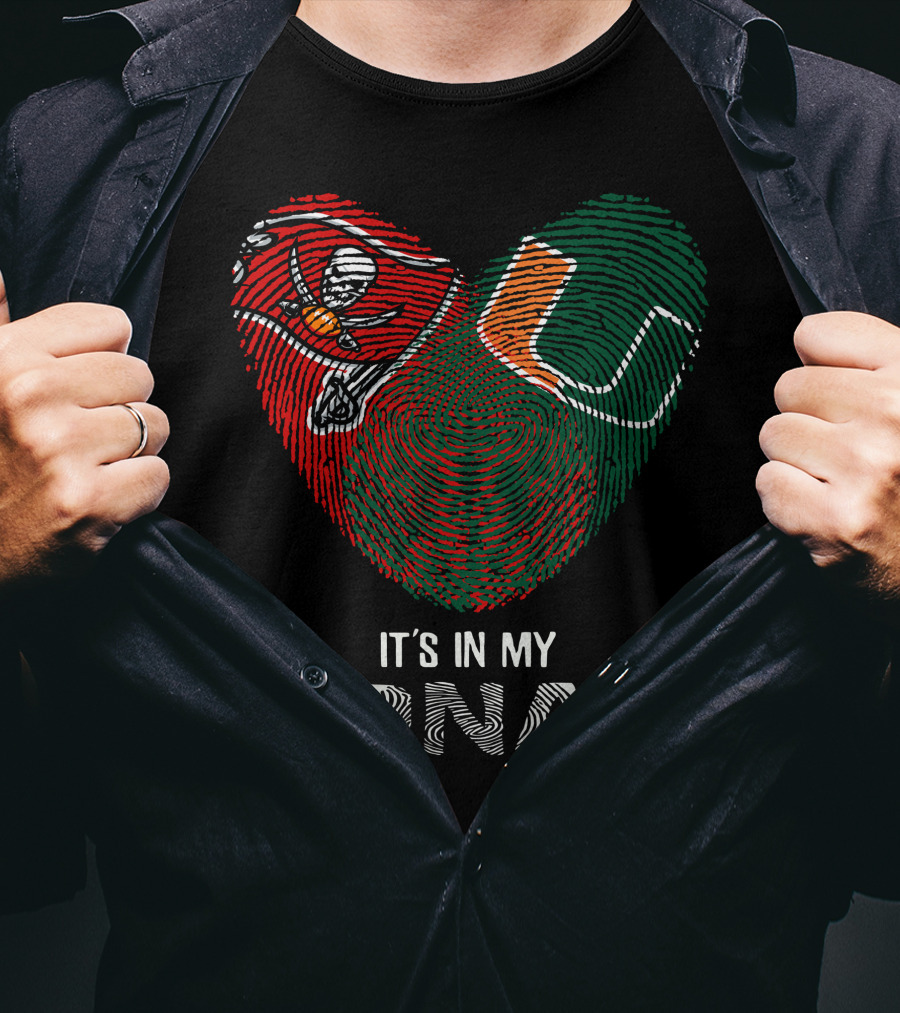 Buccaneers Hurricanes Fingerprint Heart It's In My DNA T-Shirt