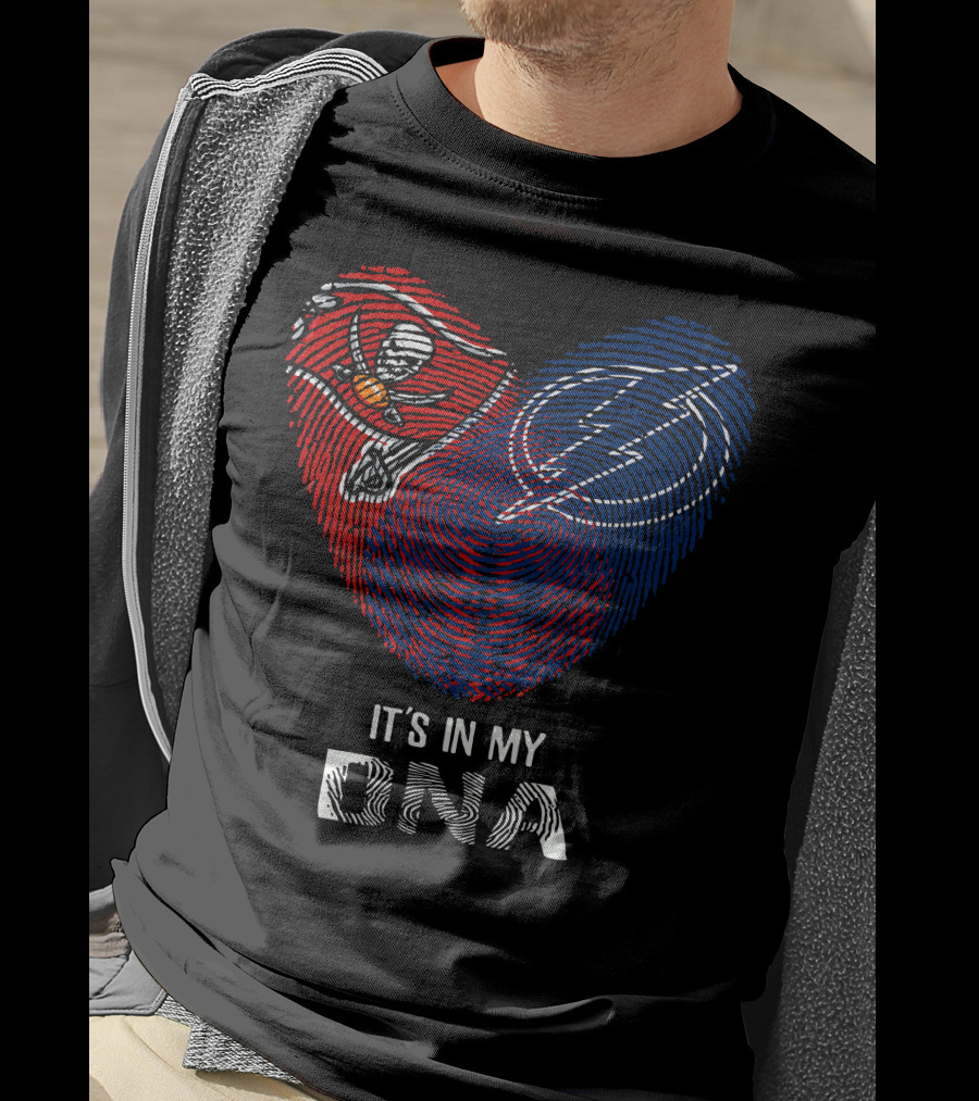 Buccaneers Lightning Heart It's In My Dna Fingerprint T-Shirt