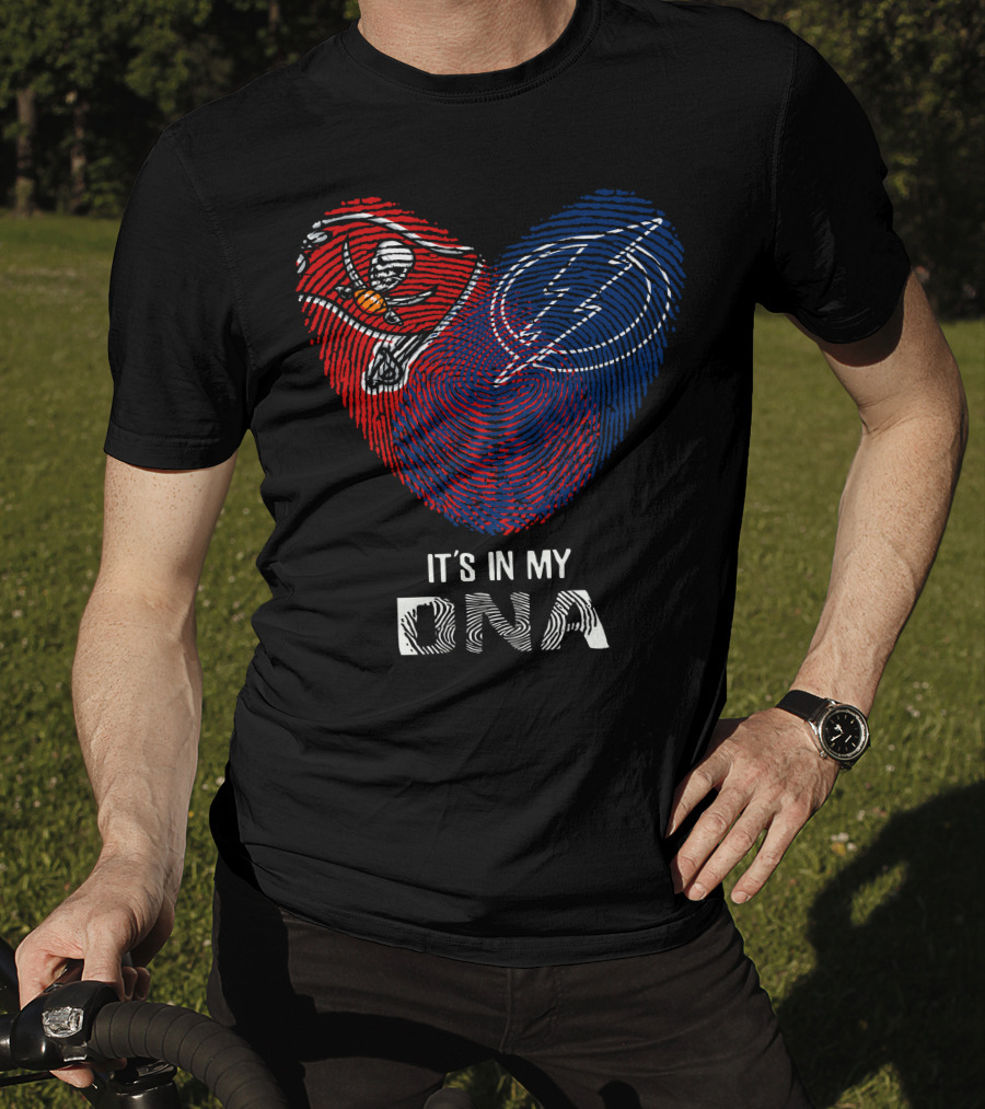Buccaneers Lightning Heart It's In My Dna Fingerprint T-Shirt