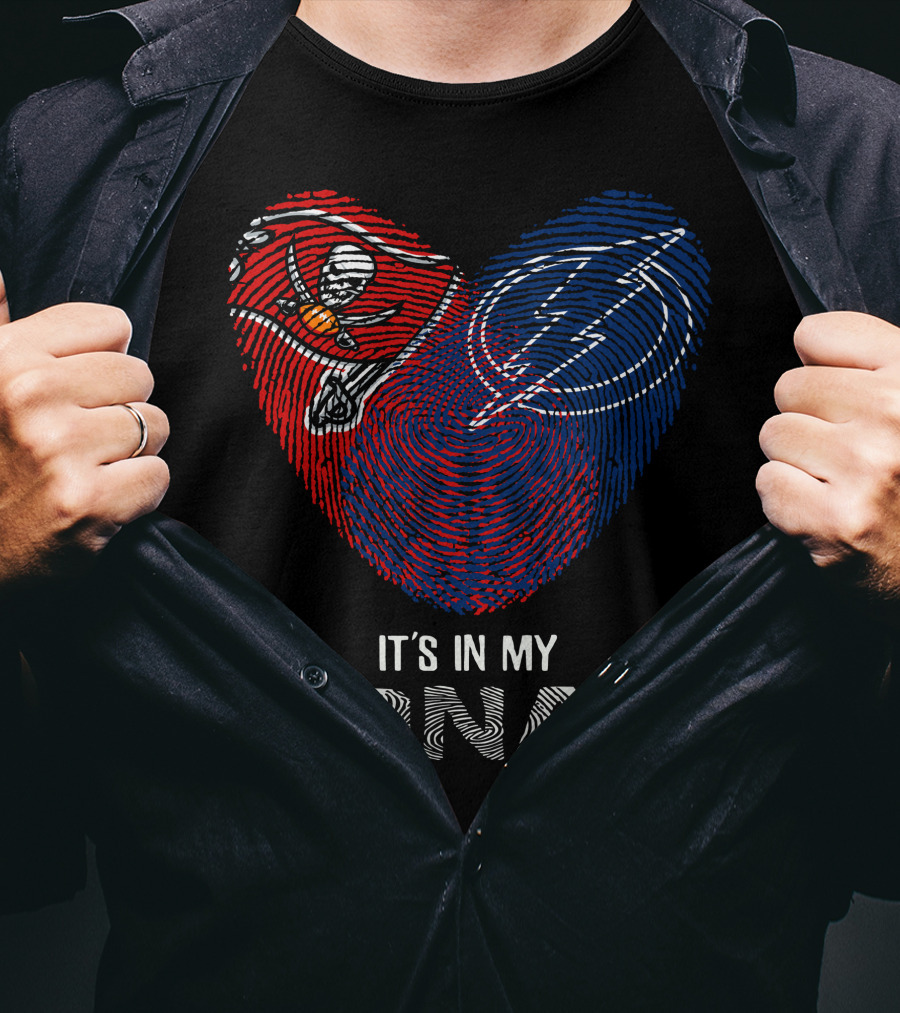 Buccaneers Lightning Heart It's In My Dna Fingerprint T-Shirt