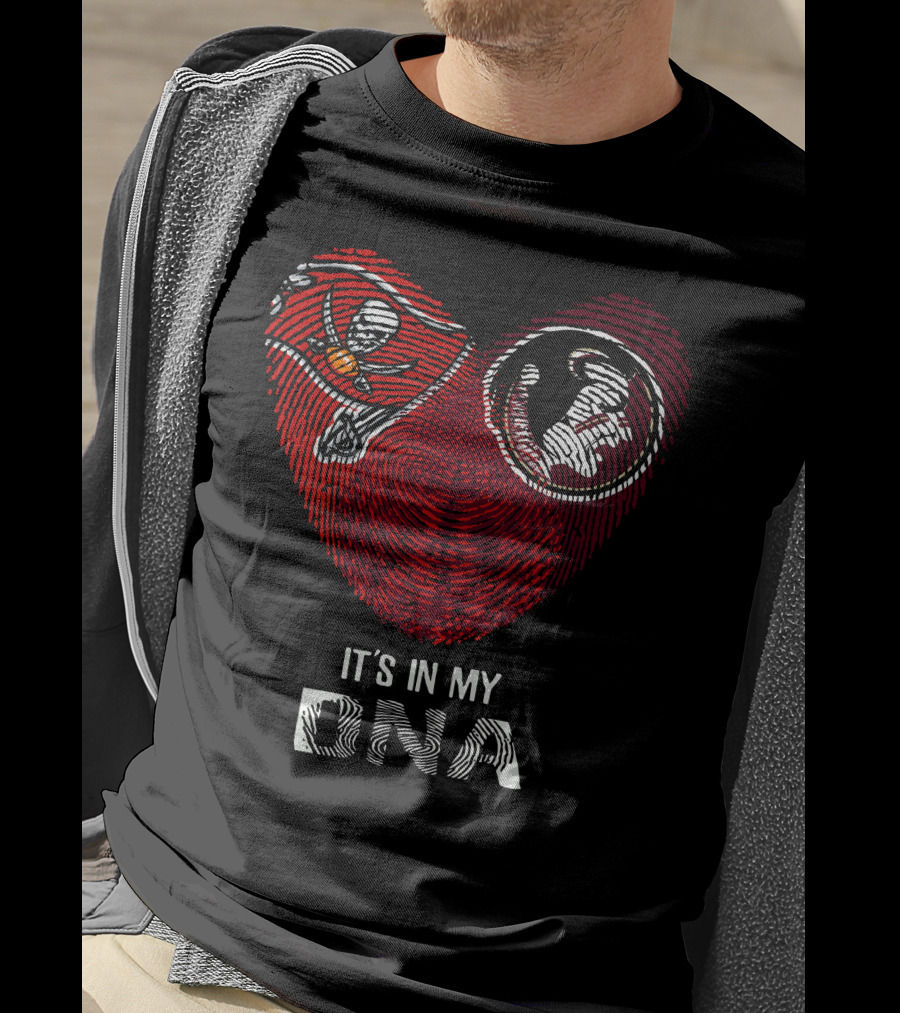 Buccaneers Seminoles Heart Fingerprint It's In My Dna T-Shirt