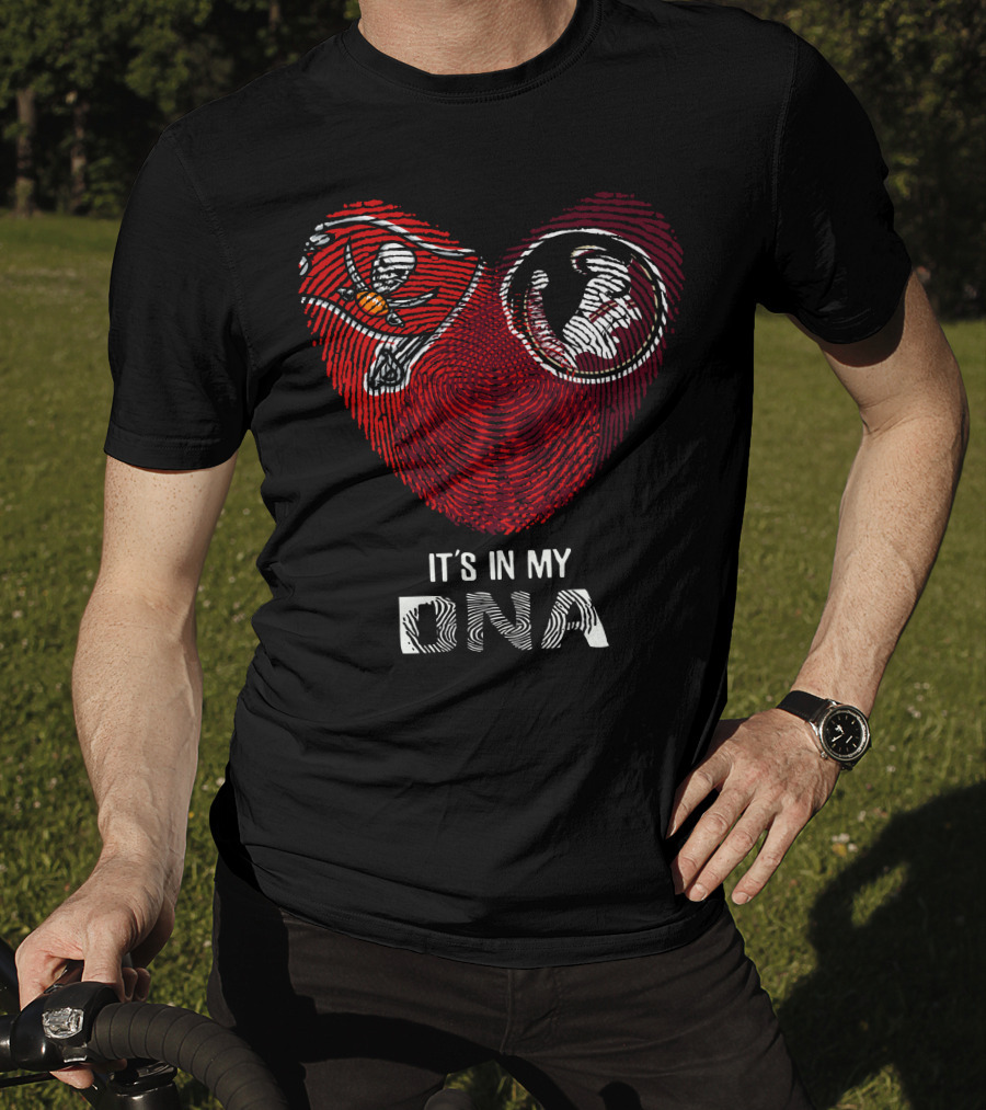 Buccaneers Seminoles Heart Fingerprint It's In My Dna T-Shirt