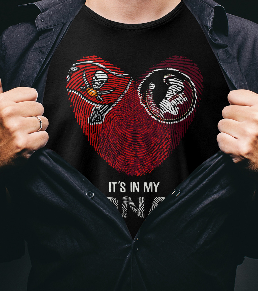 Buccaneers Seminoles Heart Fingerprint It's In My Dna T-Shirt