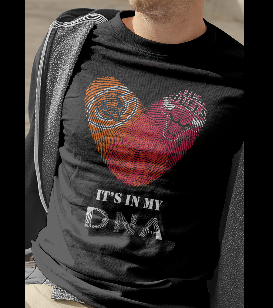 Chicago Bears Bulls Fingerprint Heart It's In My DNA T-Shirt