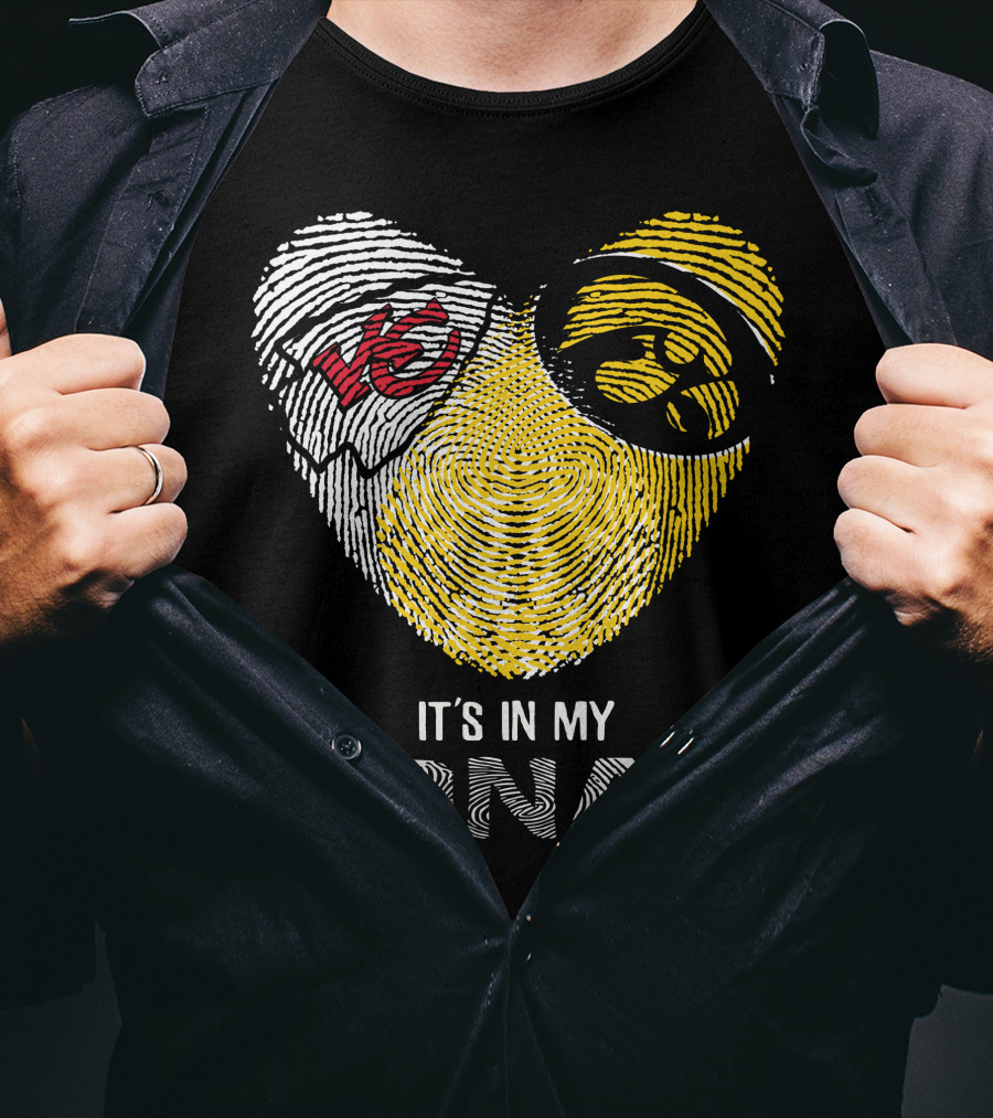 Chiefs Hawkeyes Heart Fingerprint It's In My DNA T-Shirt