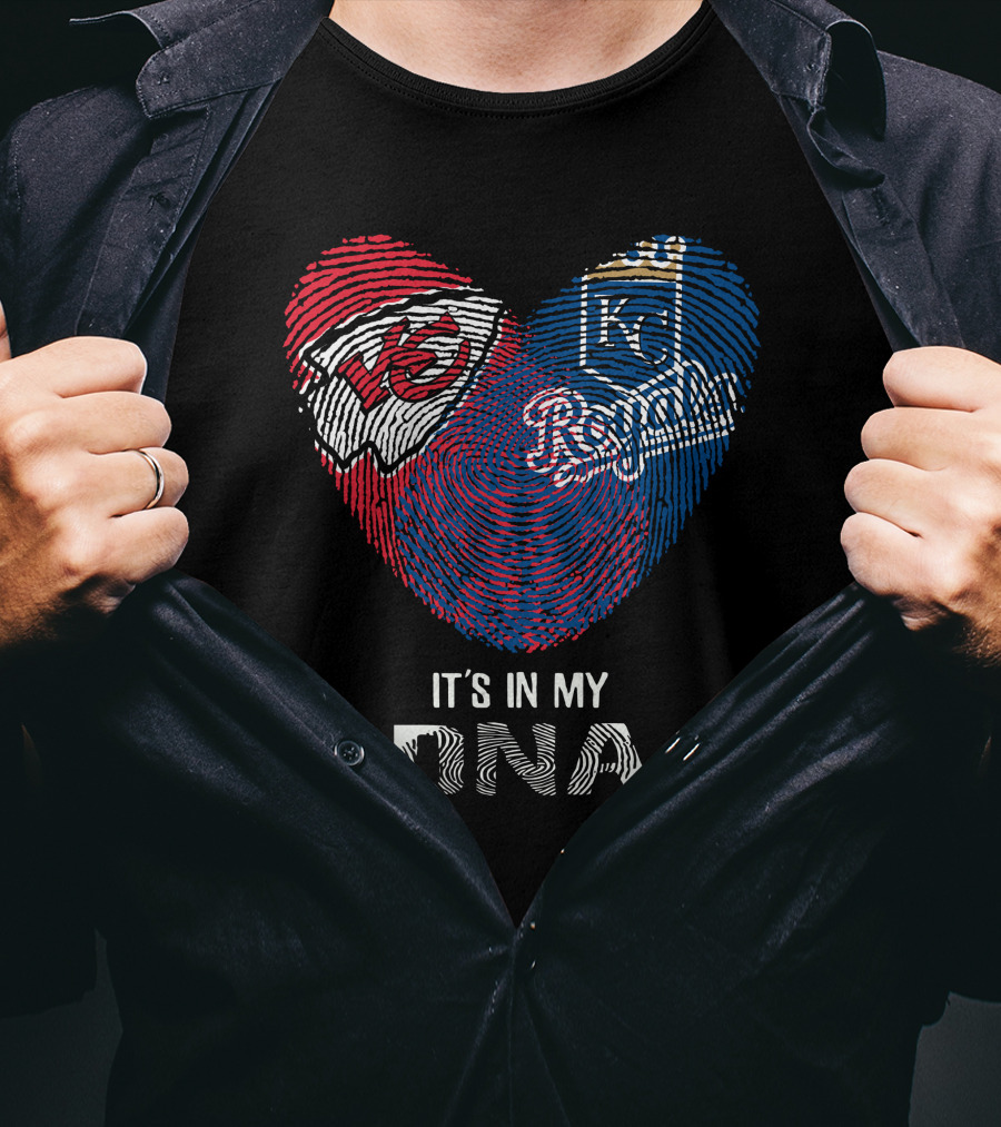 Chiefs Kc Royals Heart-Shaped Fingerprint It's In My Dna T-Shirt