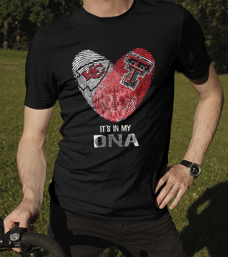 Chiefs Texas Tech Heart Shaped Fingerprint It's In My Dna T-Shirt