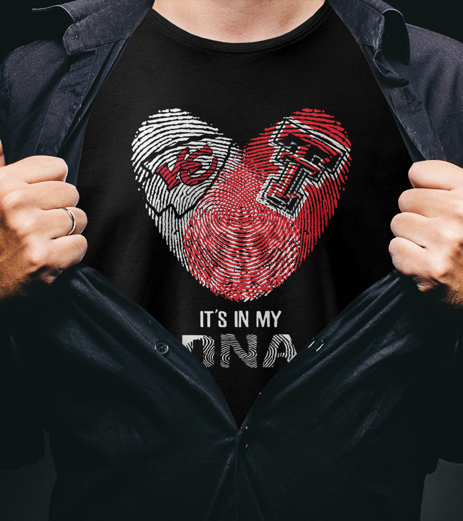 Chiefs Texas Tech Heart Shaped Fingerprint It's In My Dna T-Shirt