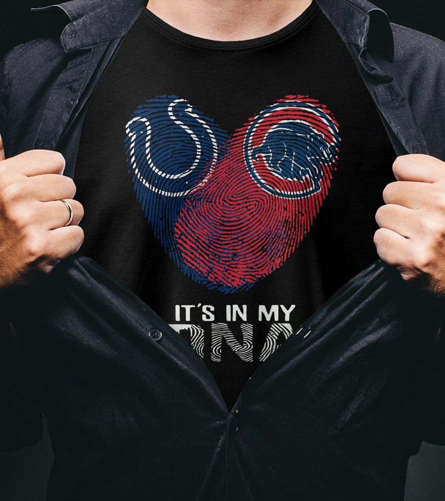 Colts Cubs It's In My Dna Fingerprint Heart T-Shirt