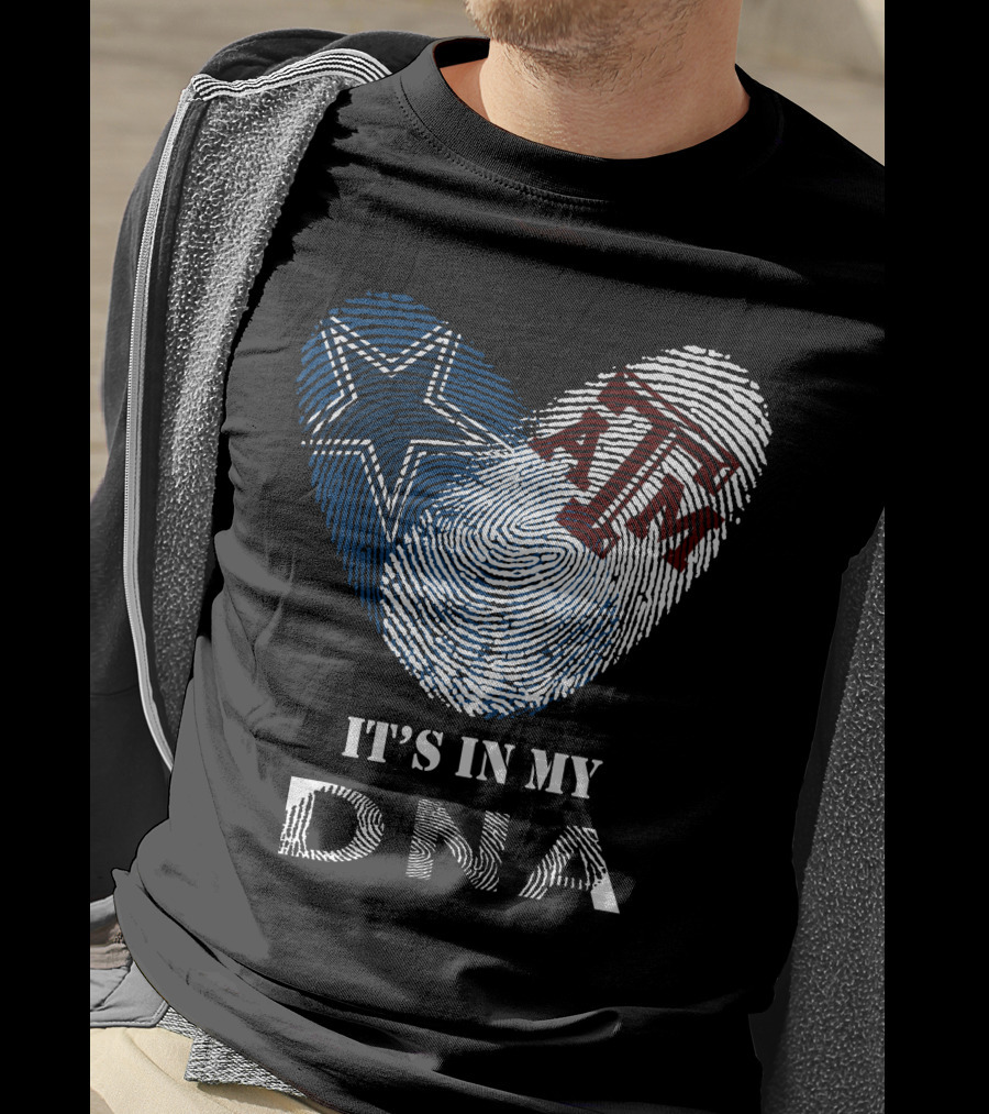 Cowboys Texas A&M Aggies It's In My Dna Fingerprint Heart T-Shirt