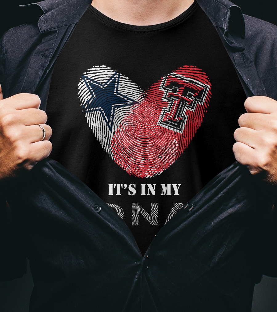 Cowboys Texas Tech Fingerprint Heart It's In My Dna T-Shirt