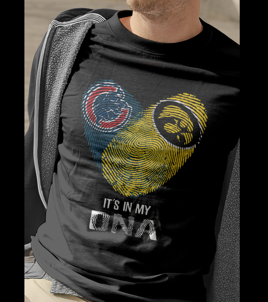 Chicago Cubs Iowa Hawkeyes It's In My Dna Fingerprint Heart T-Shirt