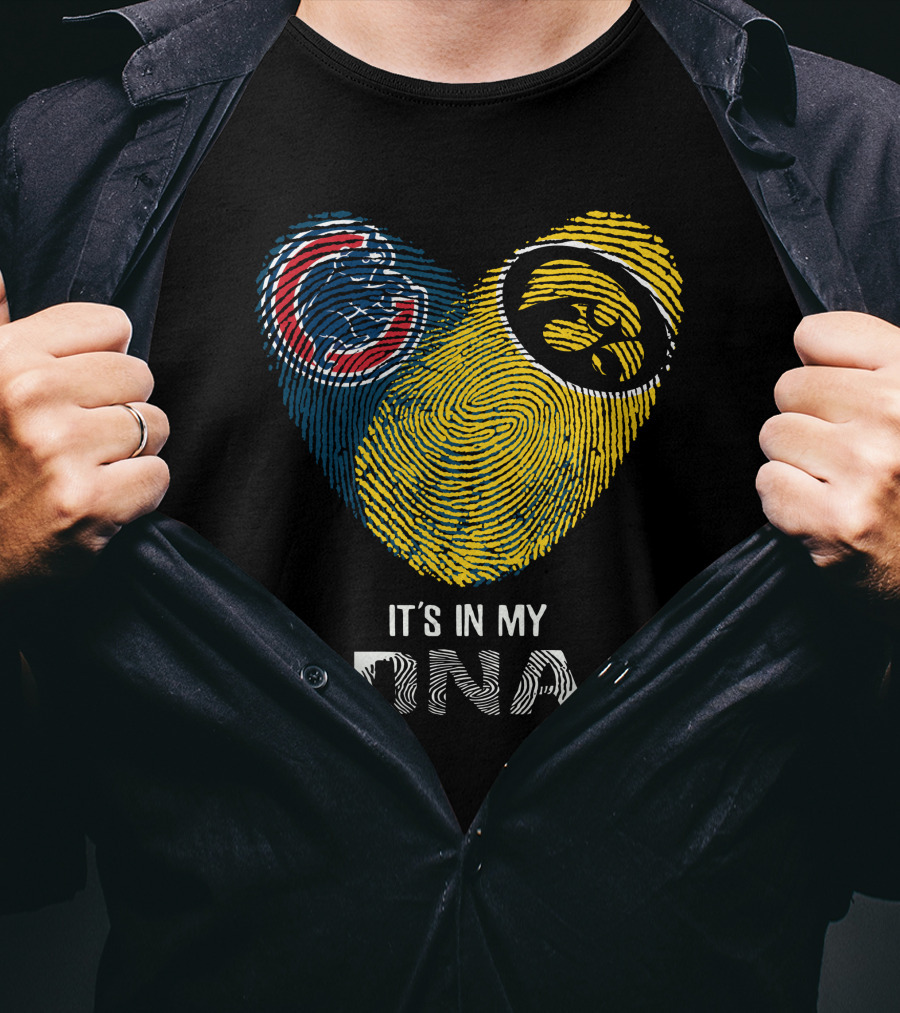 Chicago Cubs Iowa Hawkeyes It's In My Dna Fingerprint Heart T-Shirt
