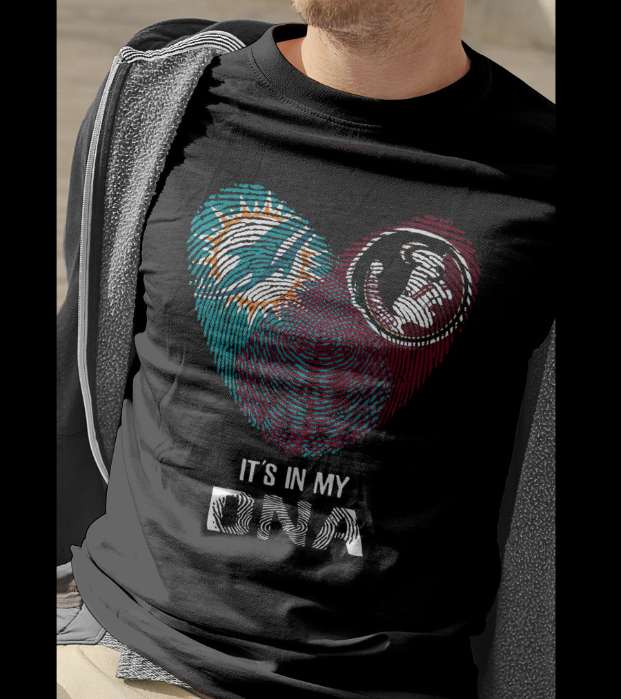 Dolphins Seminoles It's In My DNA Fingerprint Heart T-Shirt