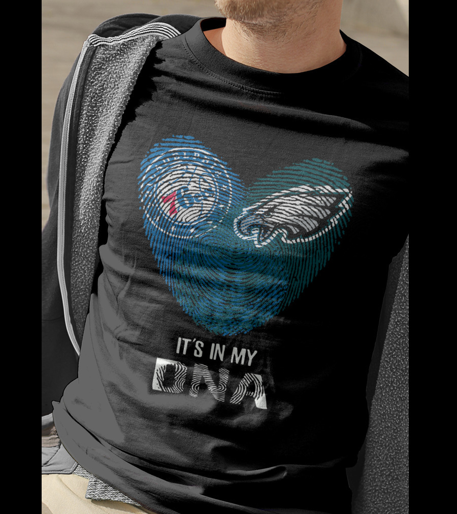 Eagles 76Ers It's In My DNA Fingerprint Heart T-Shirt