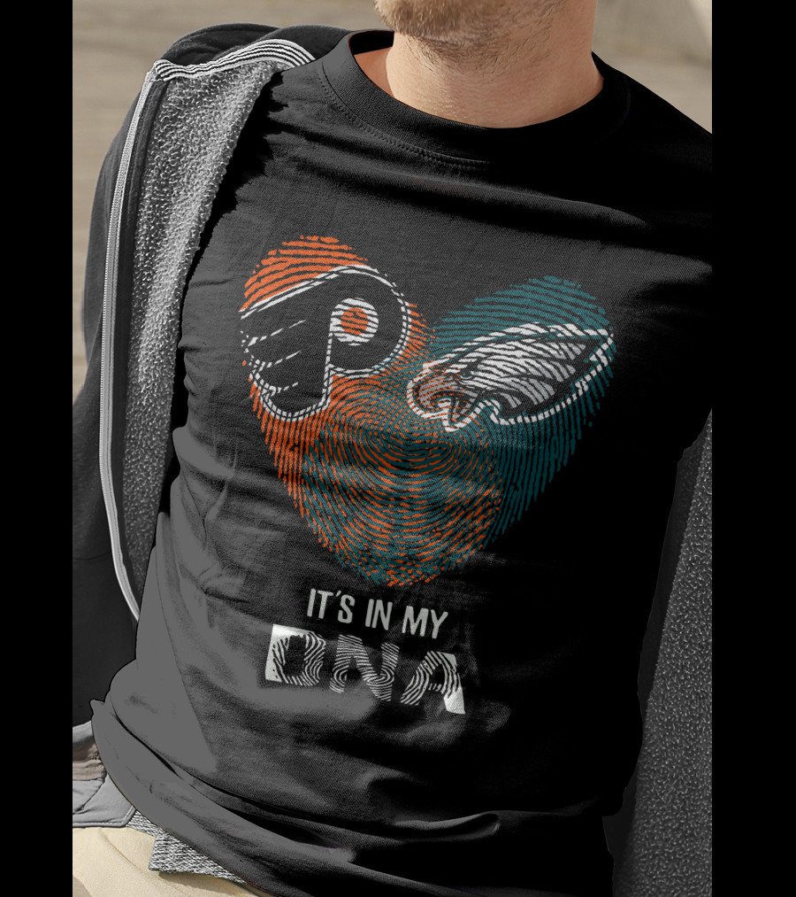 Philadelphia Eagles Flyers It's In My Dna Fingerprint T-Shirt