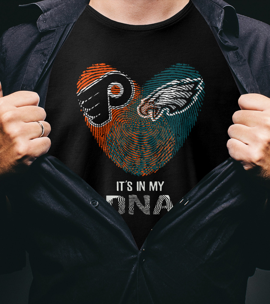 Philadelphia Eagles Flyers It's In My Dna Fingerprint T-Shirt