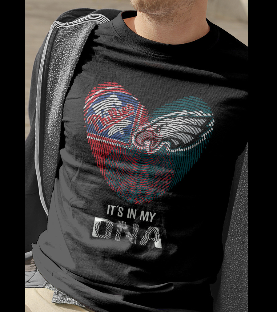 Eagles Phillies Heart It's In My Dna Fingerprint T-Shirt