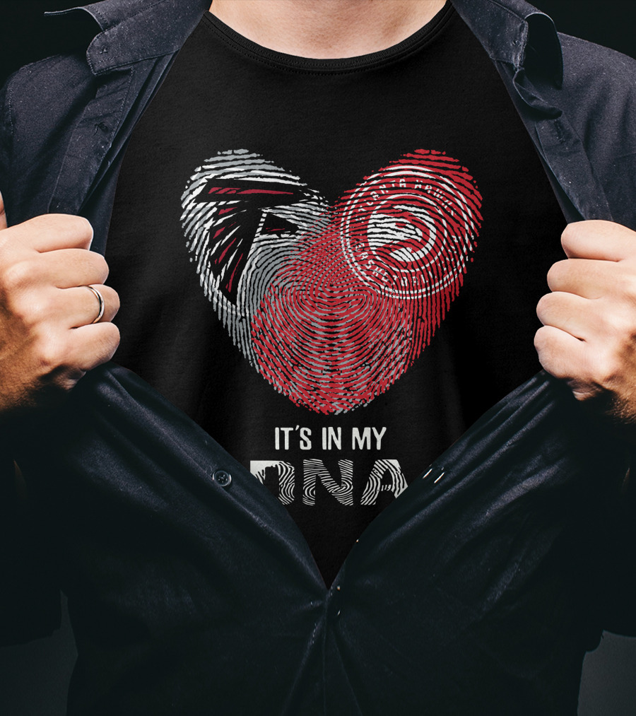 Falcons Atlanta Hawks It's In My DNA Fingerprint Heart T-Shirt