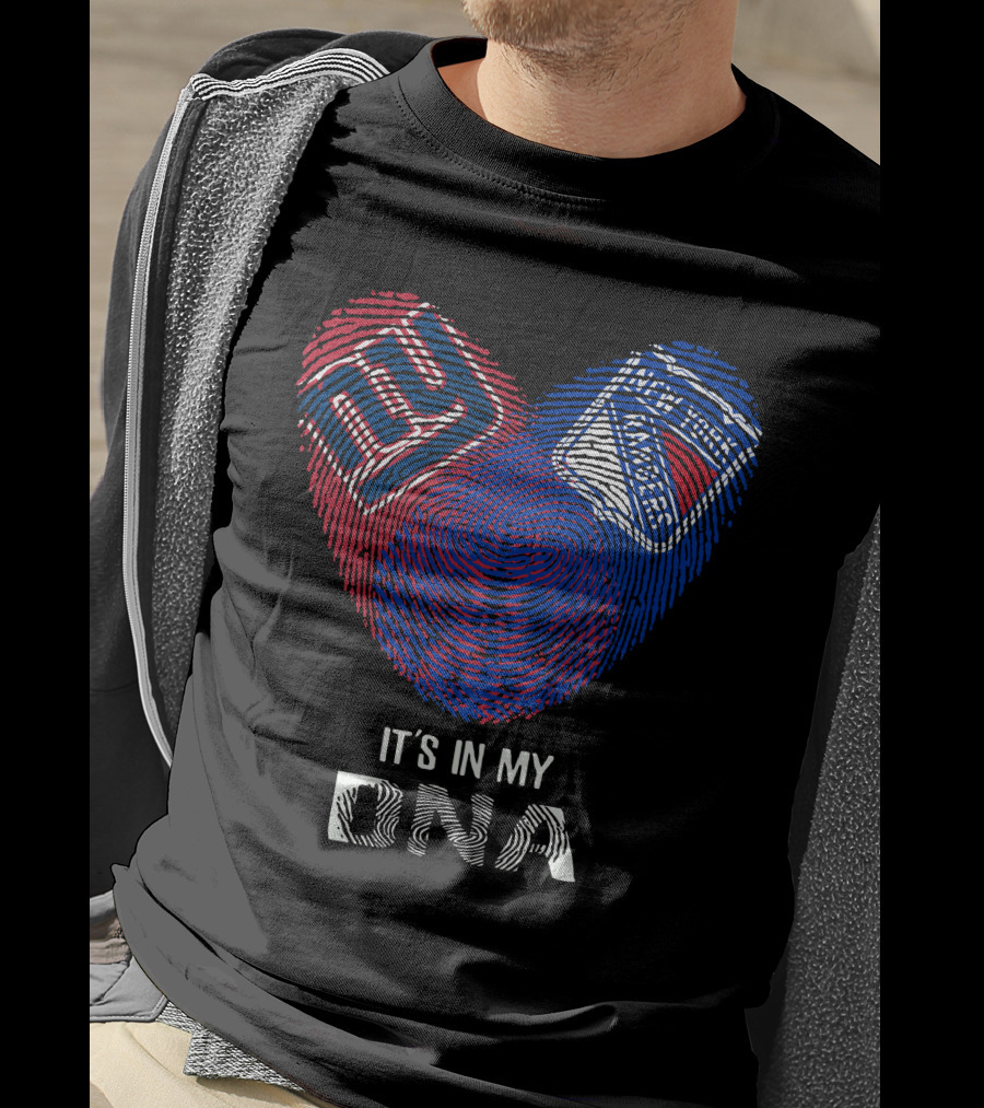 Giants Rangers It's In My DNA Heart Fingerprint T-Shirt