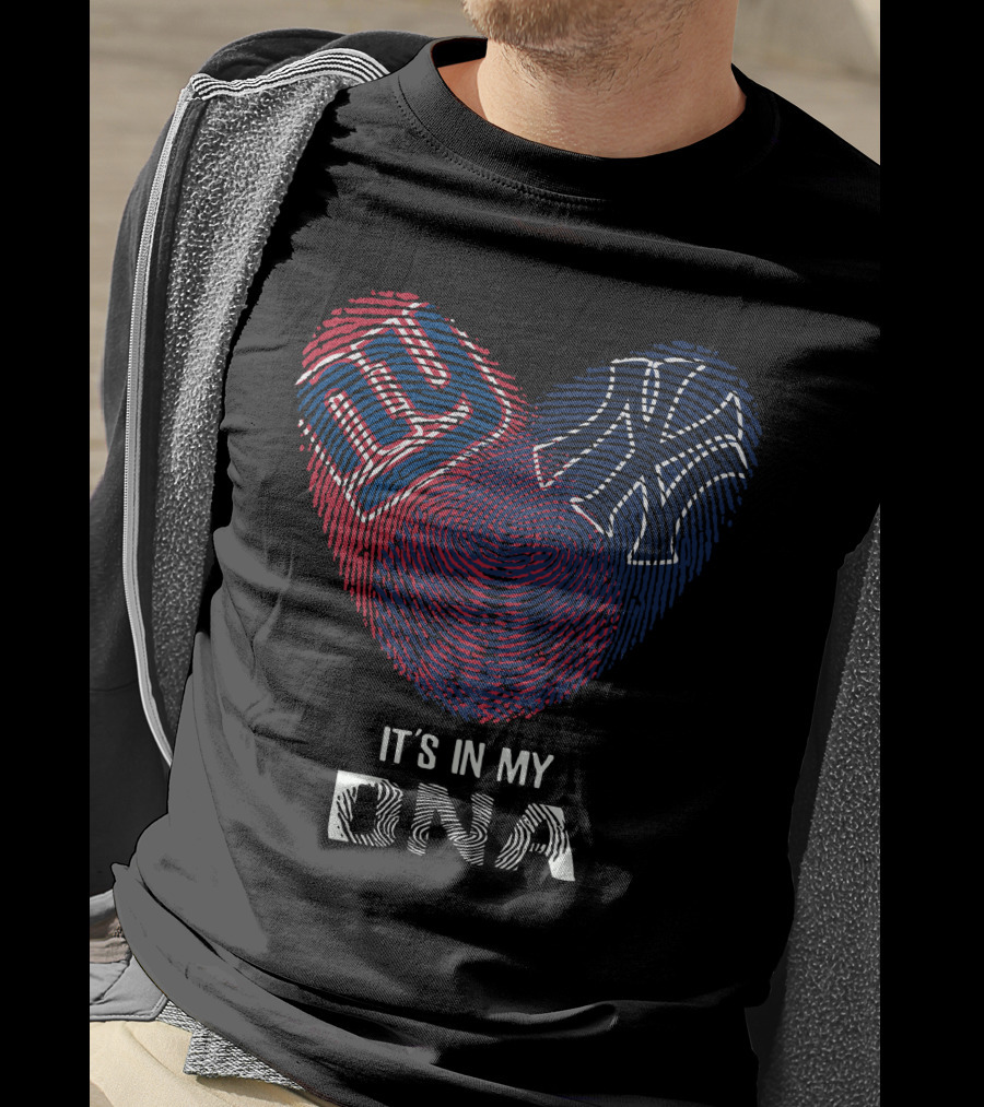 Giants Yankees Fingerprint Heart It's In My DNA T-Shirt