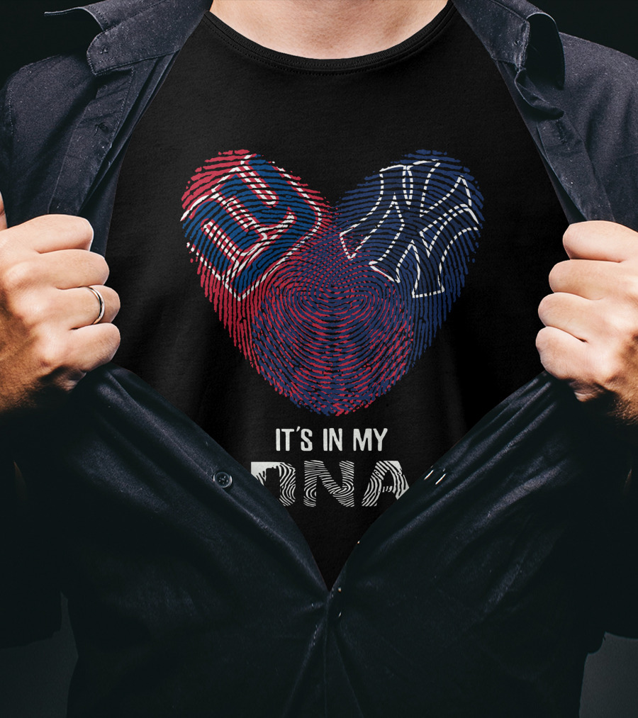 Giants Yankees Fingerprint Heart It's In My DNA T-Shirt