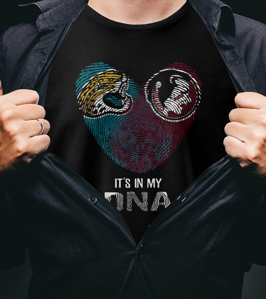 Jaguars Seminoles Heart Fingerprint It's In My DNA T-Shirt