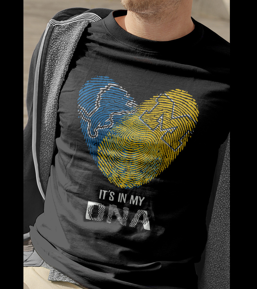 Lions Michigan Wolverines Heart Shaped Fingerprint It's In My Dna T-Shirt