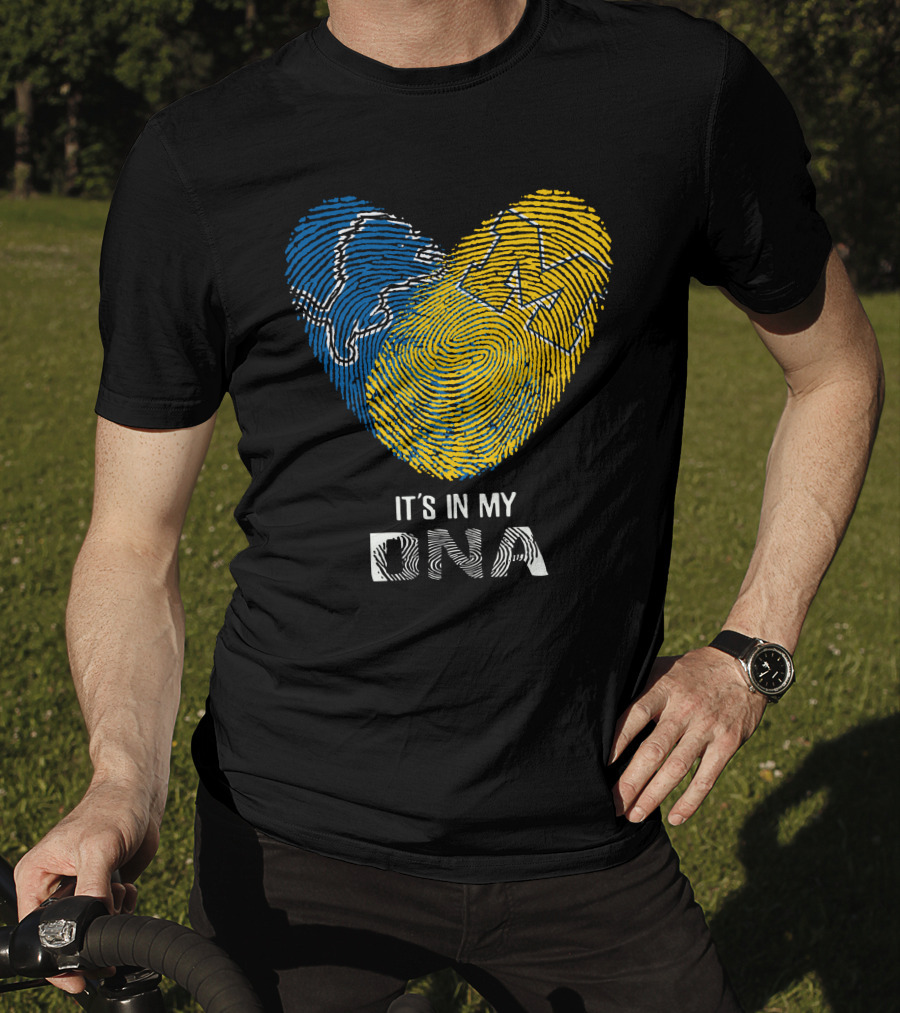 Lions Michigan Wolverines Heart Shaped Fingerprint It's In My Dna T-Shirt