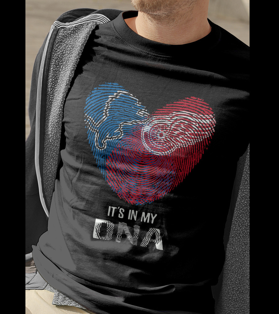 Lions Red Wings Heart Shaped Dna Fingerprint It's In My Dna T-Shirt