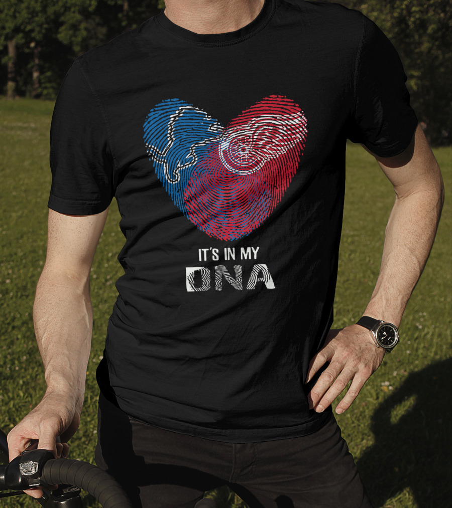 Lions Red Wings Heart Shaped Dna Fingerprint It's In My Dna T-Shirt